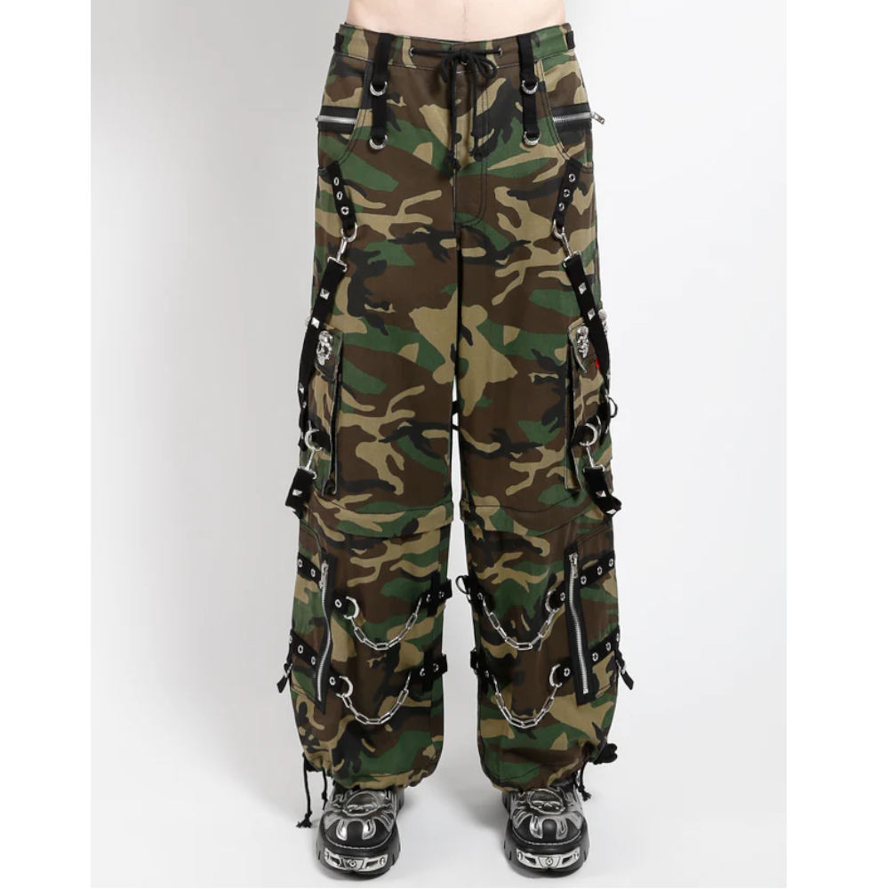 Tripp NYC - Skull Denim Stud Camo Weite Hose - Grün